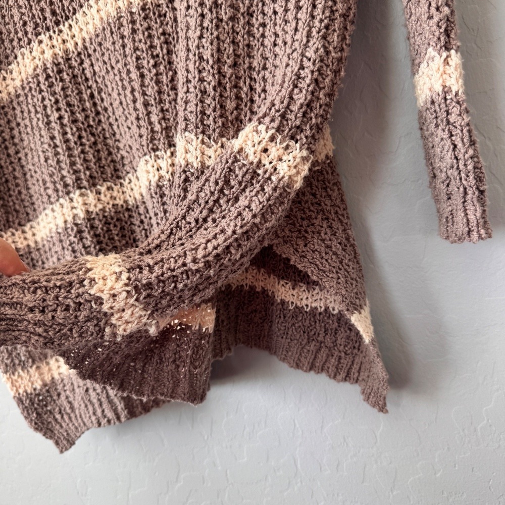 Free People Striped Knit Pullover Sweater with‎ Pocket Oversized XS - Picture 4 of 6
